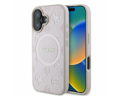 Etui / obudowa na smartfona Guess Saffiano Peony Classic Logo do iPhone 16 różowy